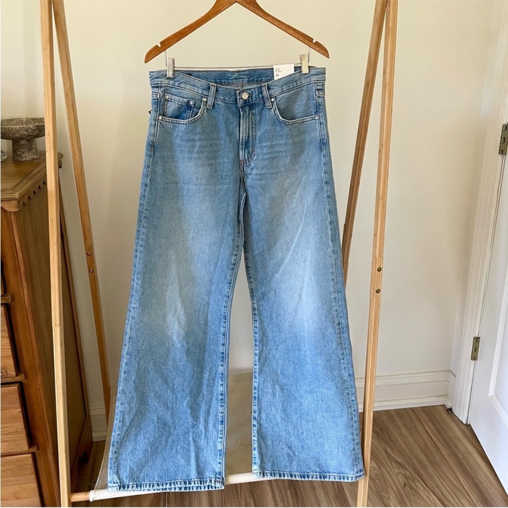 NWT Zara organic low rise wide leg denim jeans in vintage wash - 6